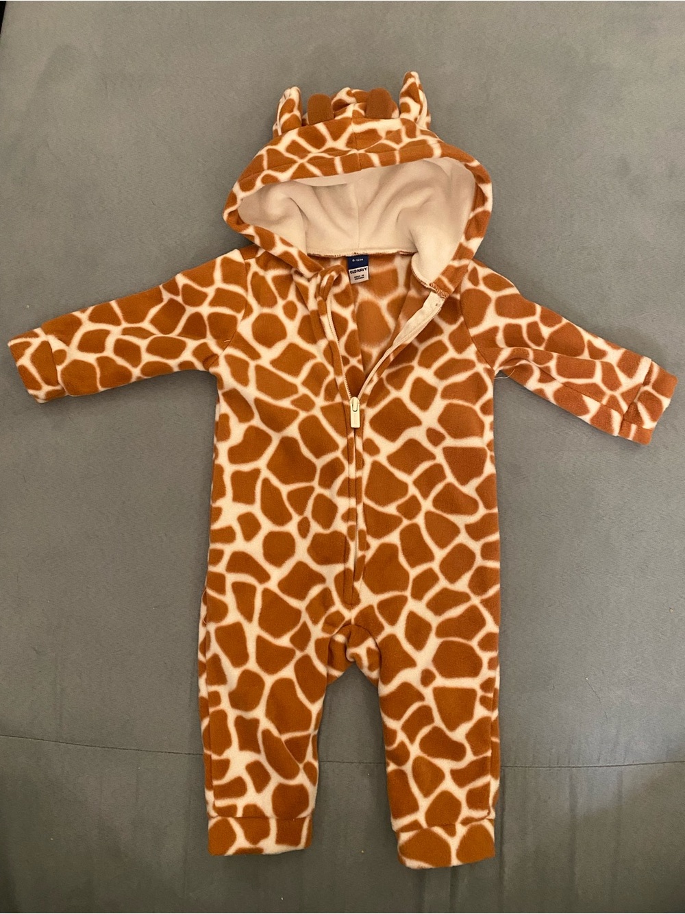 Old Navy Giraffe Print Fleece One-Piece - Brown/White